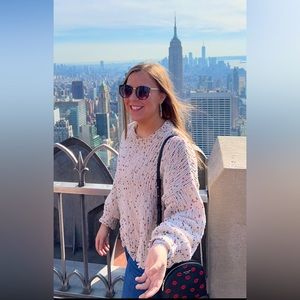 POL Cream Crewneck Sweater w/ Mini Colored Poms